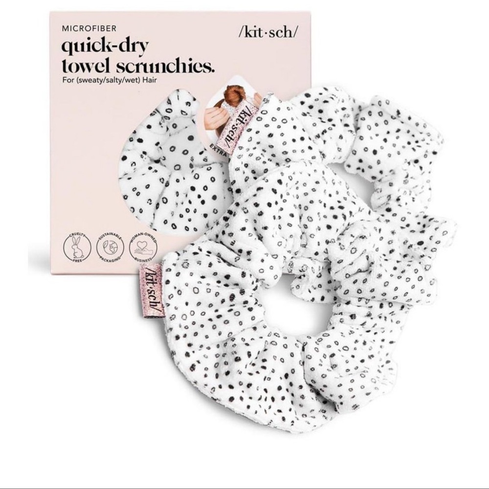 Kitsch White and Black Towel Scrunchies